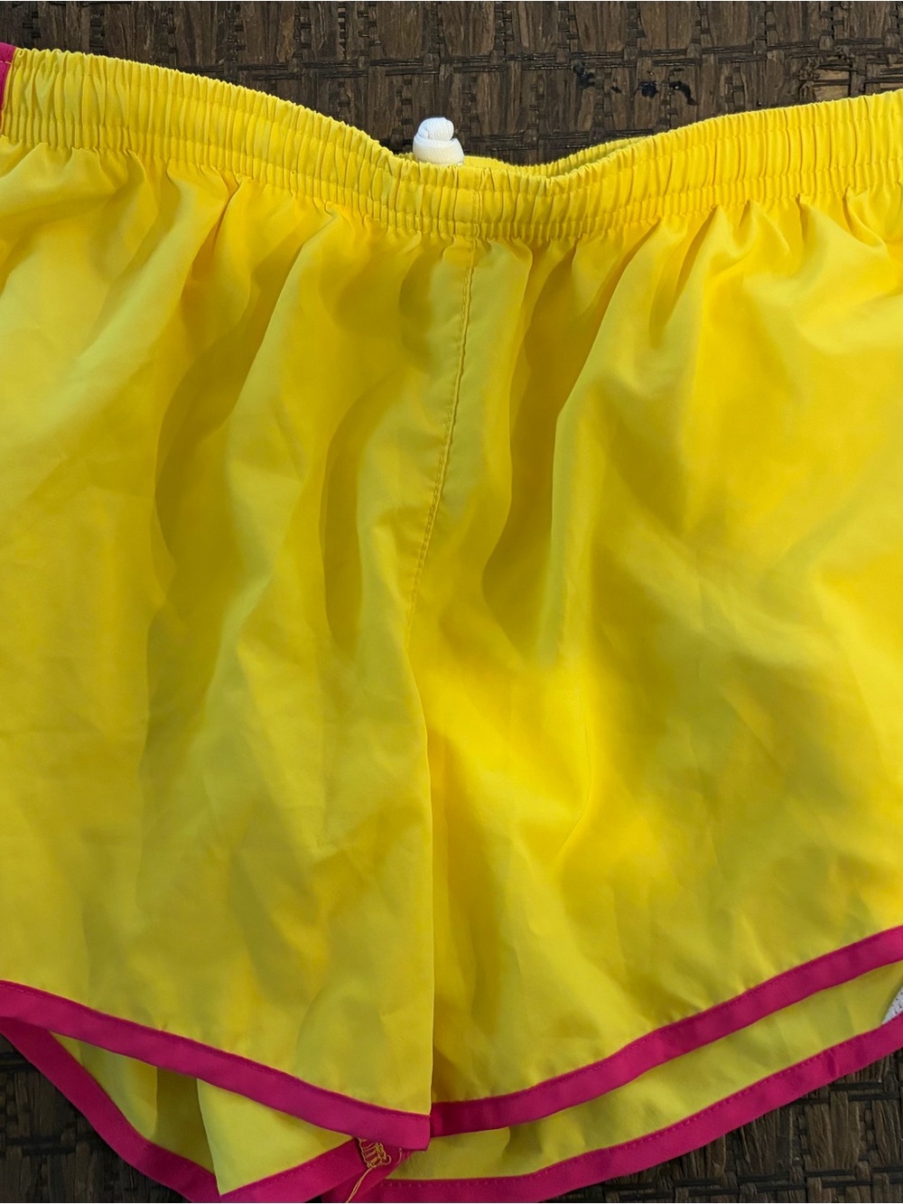 Nike Yellow Athletic Shorts with Pink Trim